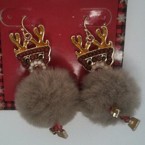 Fuzzy Reindeer Earrings